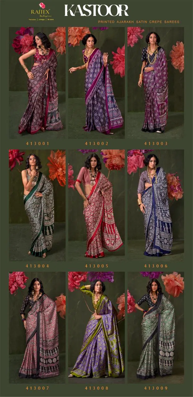 Kastoor By Rajtex Ajrakh Printed Designer Saree Exporters In India

